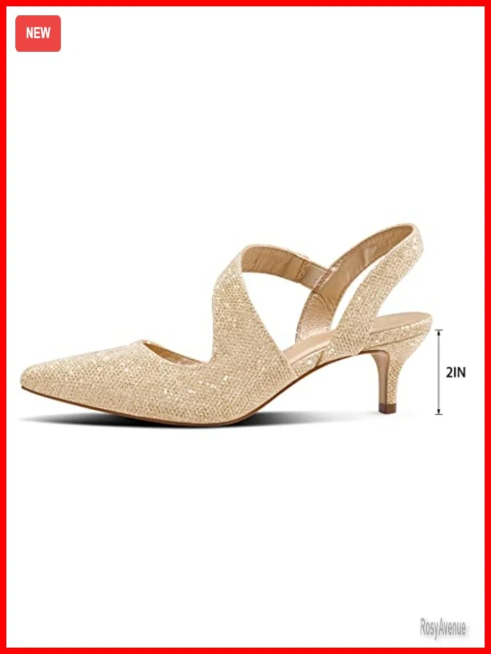 Kitten Heels Slingback Pumps Wedding Dress Shoes - Soft Cushioned Insole -